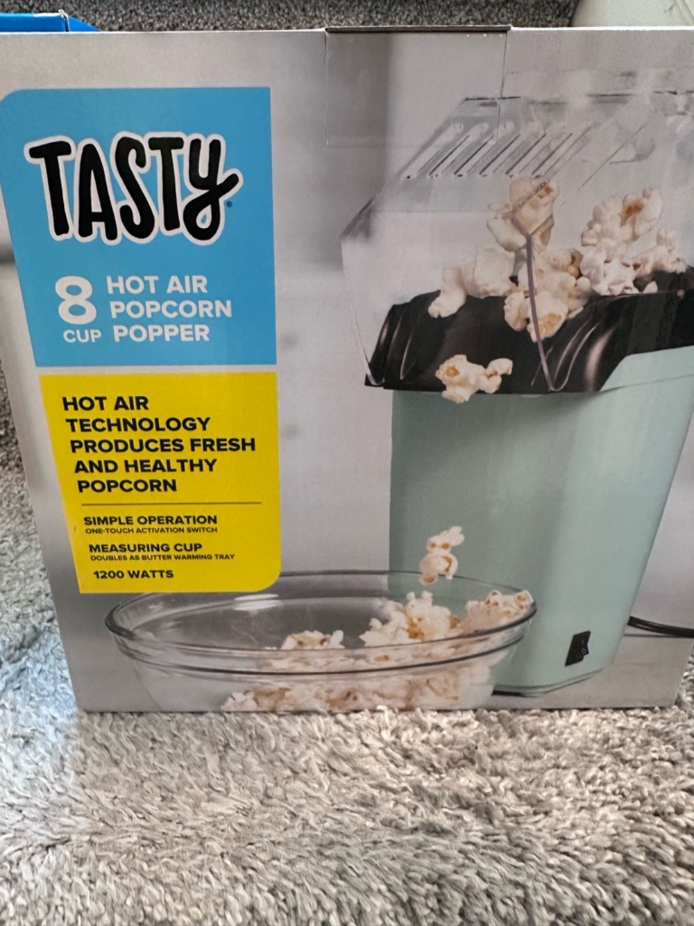 Tasty 8-Cup Hot Air Popcorn Popper - Mint New in Box